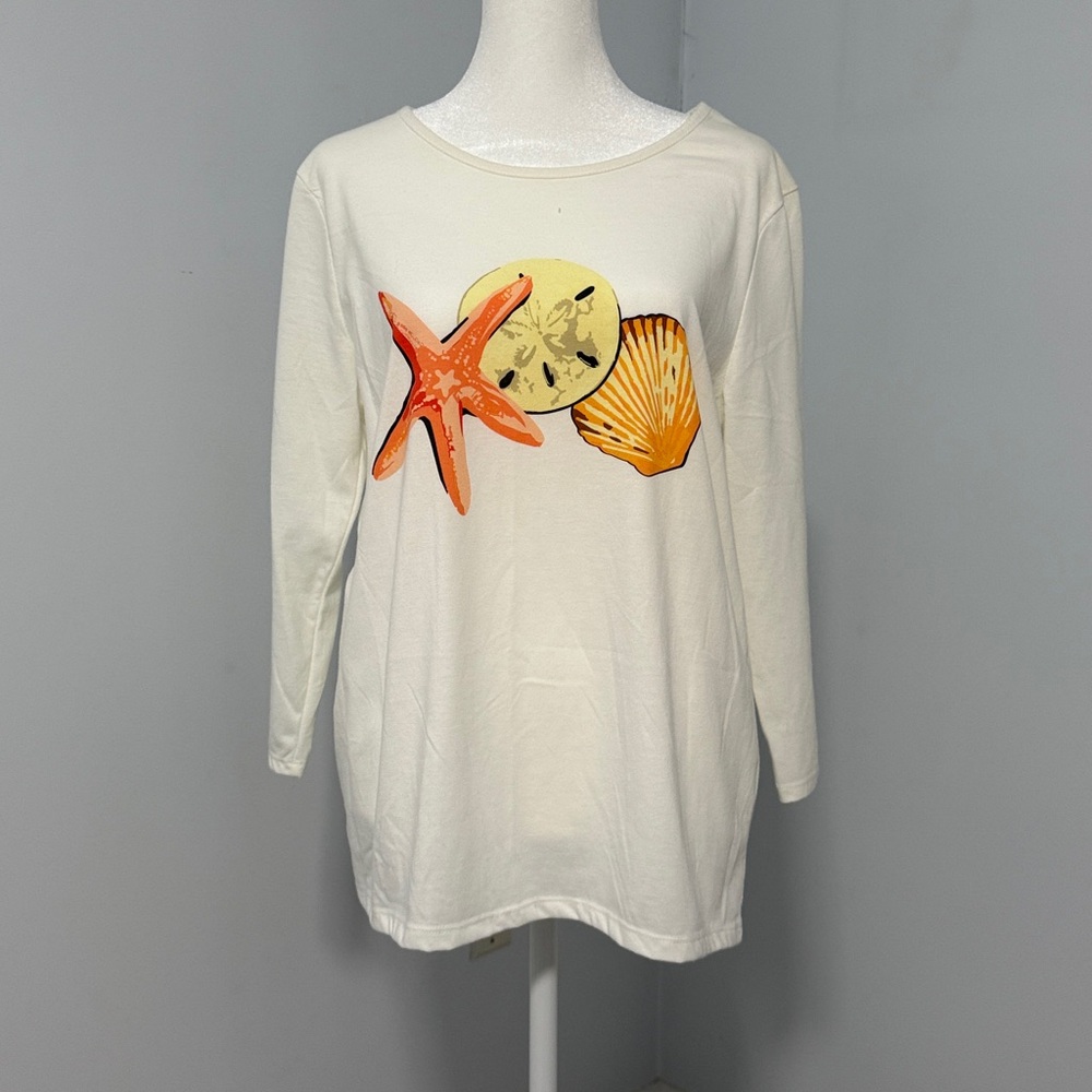Cream pullover Top with Sea Life Design SZL.